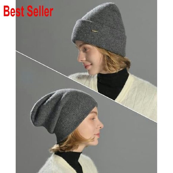 Merino Wool Double Layer Slouchy Beanie Soft Warm Unisex Winter Hat main image 5